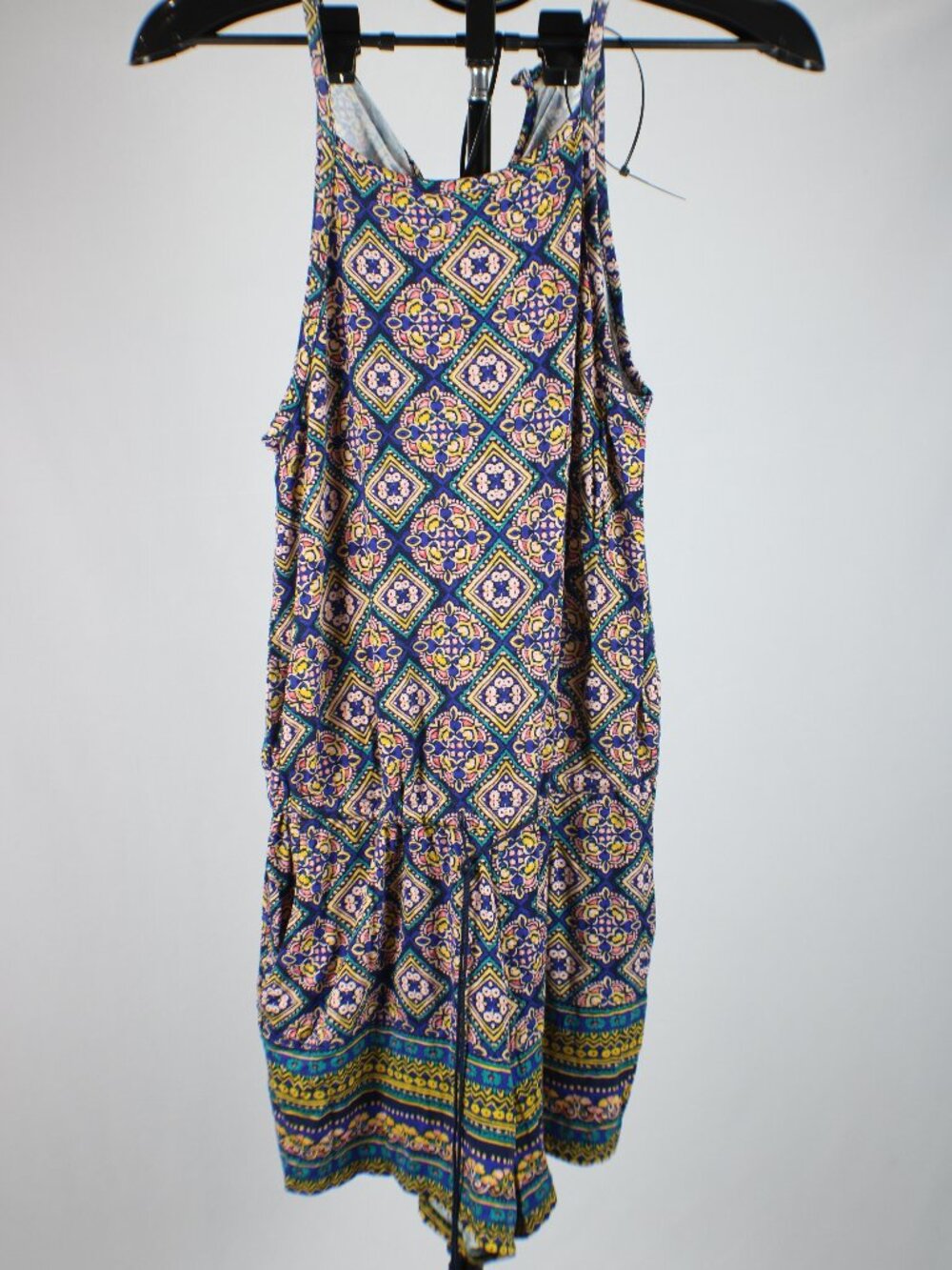 Old Navy Womens Small Petite Halter Romper Blue Geometric Medallion Paisley S